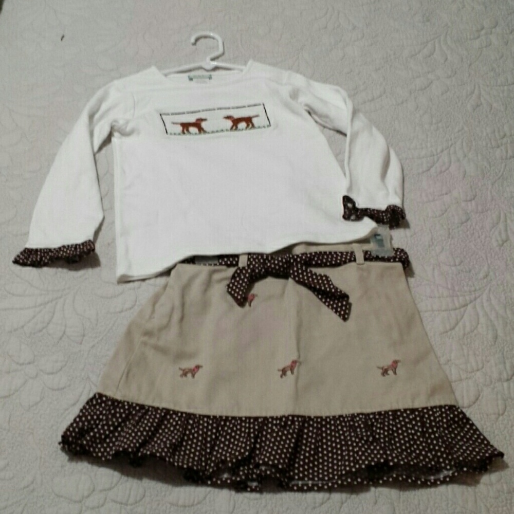 Girls Size 5 Smocked Set with Shirt and Skirt